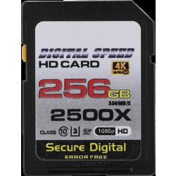 Digital Speed 2500X 256GB Professional High Speed Mach III 350MB/s Error Free (SDHC) HD Memory Card Class 10
