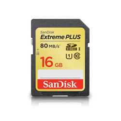 SanDisk 16GB Extreme Plus UHS-I SDHC Memory Card (Class 10)