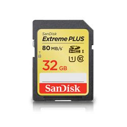 SanDisk 32GB Extreme Plus UHS-I SDHC Memory Card (Class 10)