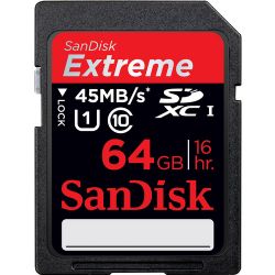 SanDisk 64GB Extreme UHS-I SDXC Memory Card (Class 10)