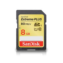 SanDisk 8GB Extreme Plus UHS-I SDHC Memory Card (Class 10)